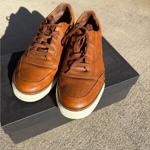 Allen Edmonds Burke Men's Casual Leather Sneakers in Tan Cognac Brown